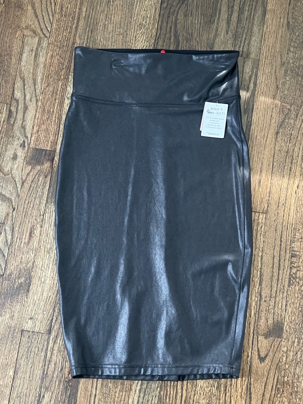 SPANX Black Faux Leather Pencil Skirt